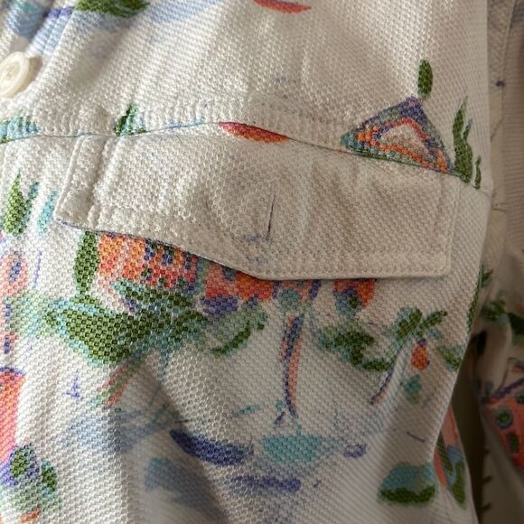 CHRISTOPHER & Banks cotton jacket white w/ beach motif chest pockets SZ S - Picture 4 of 14